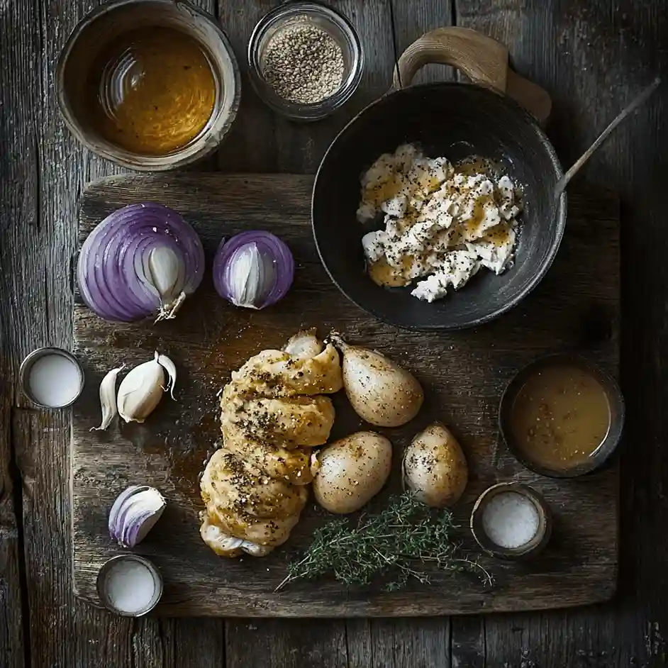 Ingredienser för världens godaste sås till kyckling